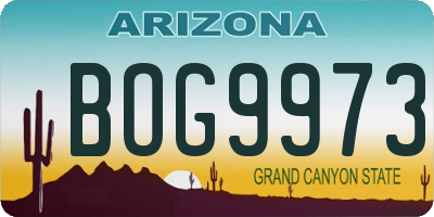AZ license plate BOG9973