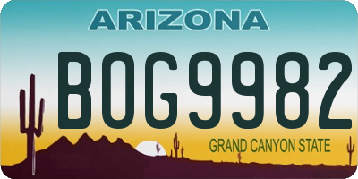 AZ license plate BOG9982