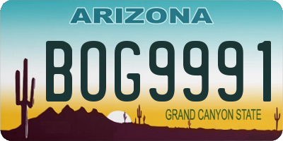 AZ license plate BOG9991