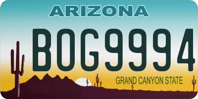 AZ license plate BOG9994
