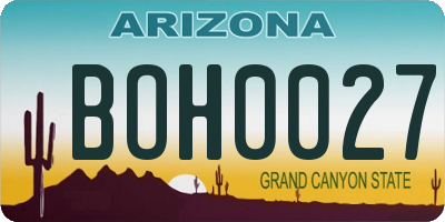 AZ license plate BOH0027
