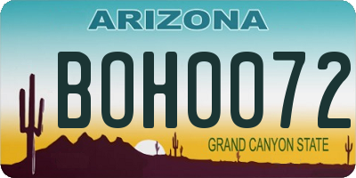 AZ license plate BOH0072