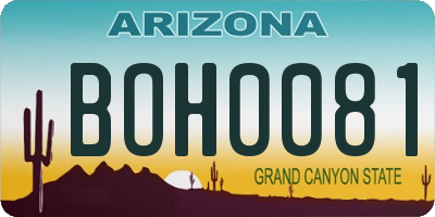 AZ license plate BOH0081