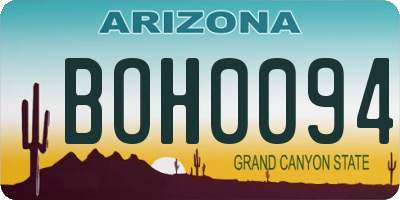 AZ license plate BOH0094