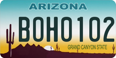 AZ license plate BOH0102