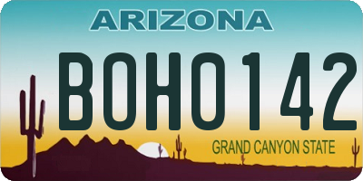 AZ license plate BOH0142