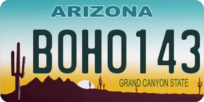 AZ license plate BOH0143