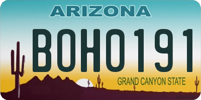AZ license plate BOH0191