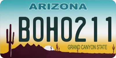 AZ license plate BOH0211