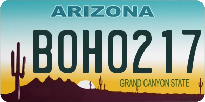 AZ license plate BOH0217
