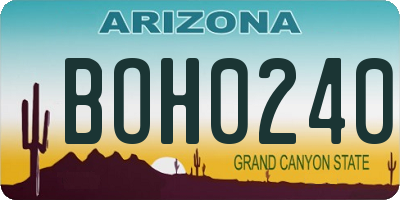 AZ license plate BOH0240