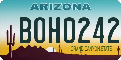 AZ license plate BOH0242