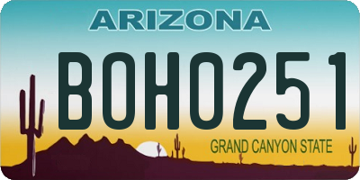 AZ license plate BOH0251
