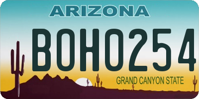 AZ license plate BOH0254