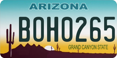 AZ license plate BOH0265