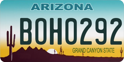 AZ license plate BOH0292
