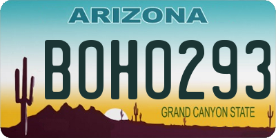 AZ license plate BOH0293
