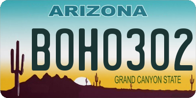 AZ license plate BOH0302