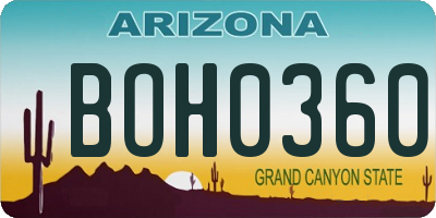 AZ license plate BOH0360