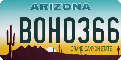 AZ license plate BOH0366