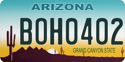 AZ license plate BOH0402