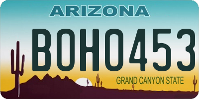 AZ license plate BOH0453