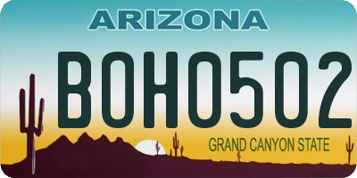 AZ license plate BOH0502