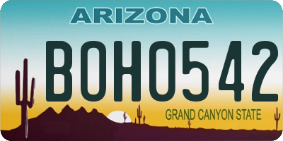 AZ license plate BOH0542