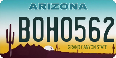 AZ license plate BOH0562