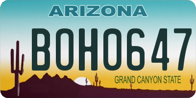 AZ license plate BOH0647
