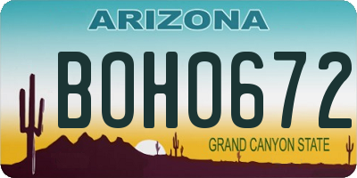 AZ license plate BOH0672