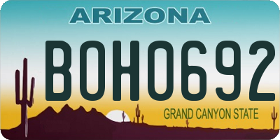 AZ license plate BOH0692