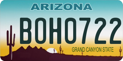 AZ license plate BOH0722