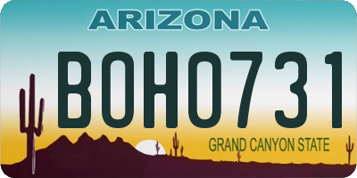 AZ license plate BOH0731