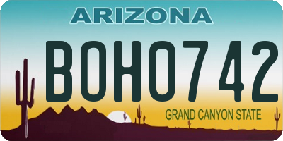 AZ license plate BOH0742
