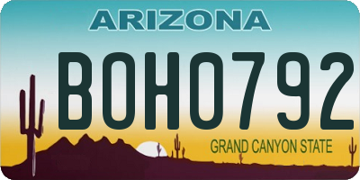 AZ license plate BOH0792