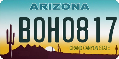 AZ license plate BOH0817