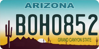 AZ license plate BOH0852