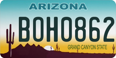 AZ license plate BOH0862