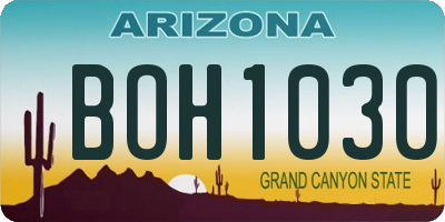 AZ license plate BOH1030