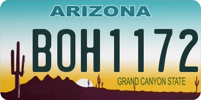 AZ license plate BOH1172