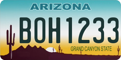 AZ license plate BOH1233