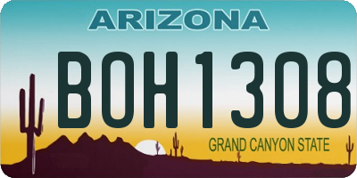 AZ license plate BOH1308