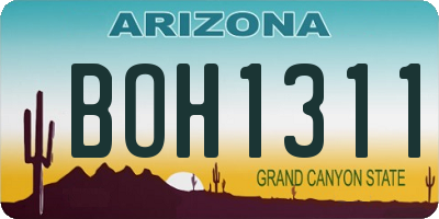 AZ license plate BOH1311