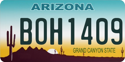 AZ license plate BOH1409
