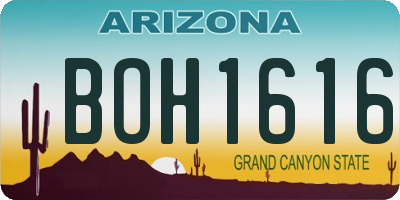 AZ license plate BOH1616
