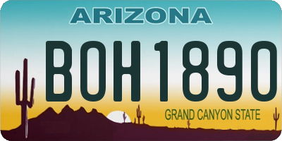 AZ license plate BOH1890