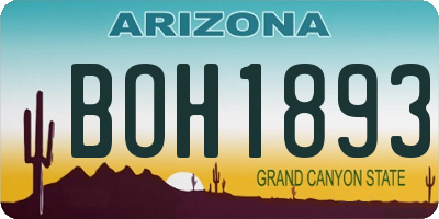 AZ license plate BOH1893