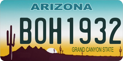 AZ license plate BOH1932