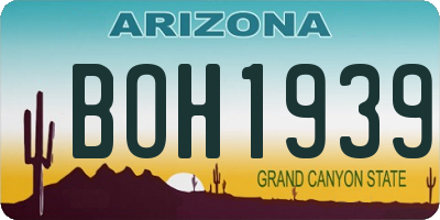 AZ license plate BOH1939